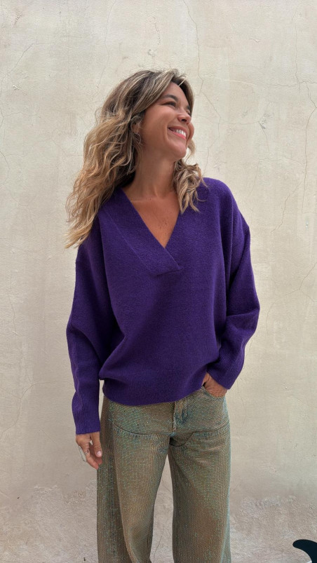 VIOLET jersey cuello pico, violeta