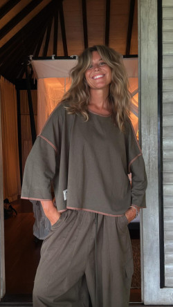 BANGOG,camiseta algodón kaki.