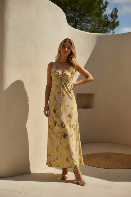 EDIL , vestido largo amarillo/beig