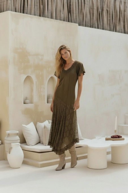 DIONI marrón, vestido largo