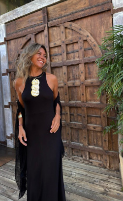 GASTON negro/dorado, vestido largo