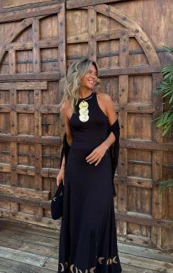 GASTON negro/dorado, vestido largo