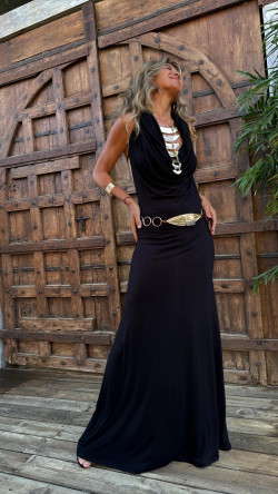 VALERIO vestido largo, negro