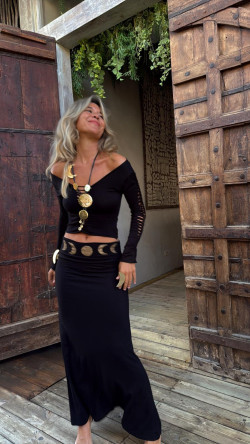 ZUZEN falda, negra/dorado