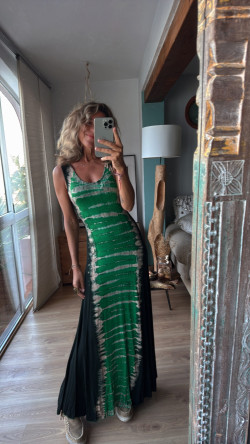 NAHUEL tie negro/esmeralda, vestido largo