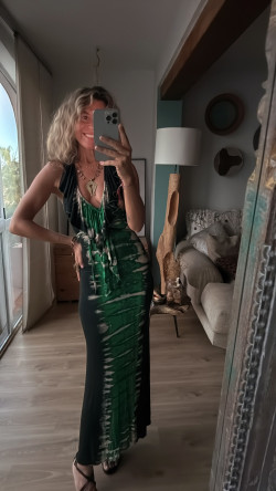 TARIK tie verde esmeralda vestido largo