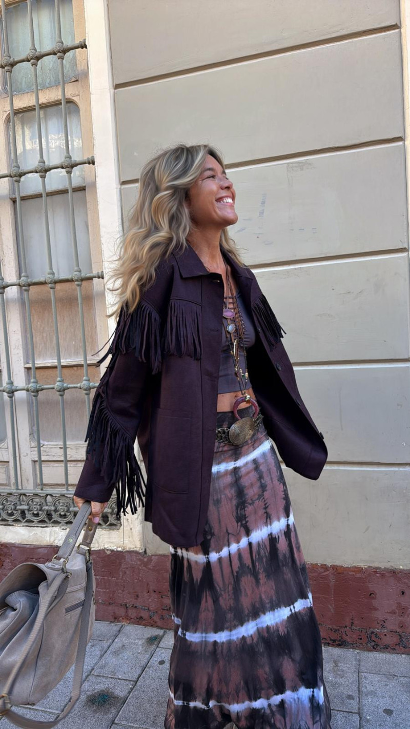 SEVILLA chaqueta flecos, berenjena