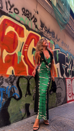 TARIK tie verde esmeralda vestido largo