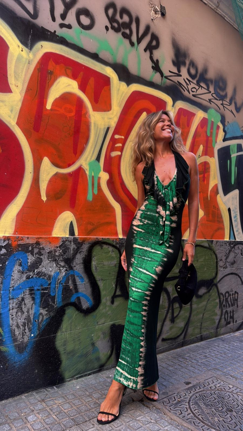 TARIK tie verde esmeralda vestido largo