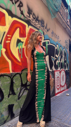 NIL tie negro/esmeralda, vestido largo