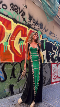 NIL tie negro/verde, vestido largo