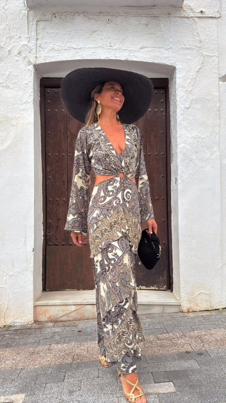 MONTANO vestido anilla, gris estampado