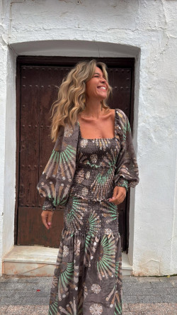 ELAN vestido largo, piedra estampado