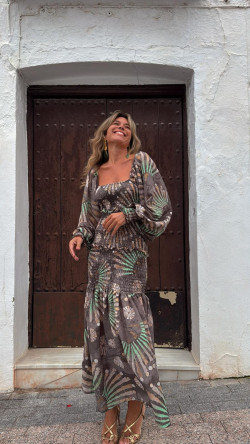 ELAN vestido largo, piedra estampado