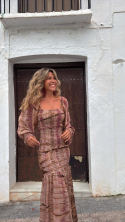 ELAN vestido largo, rosa palo