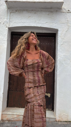 ELAN vestido largo, rosa palo