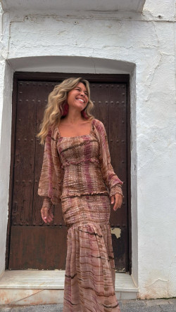 ELAN vestido largo, rosa palo