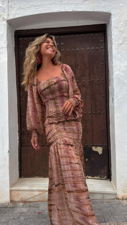 ELAN vestido largo, rosa palo