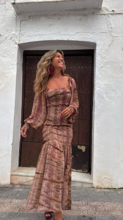 ELAN vestido largo, rosa palo