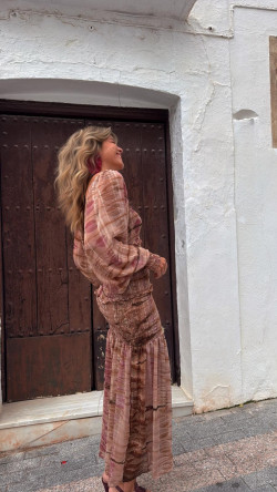 ELAN vestido largo, rosa palo