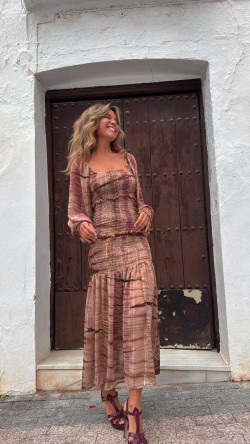 ELAN vestido largo, rosa palo