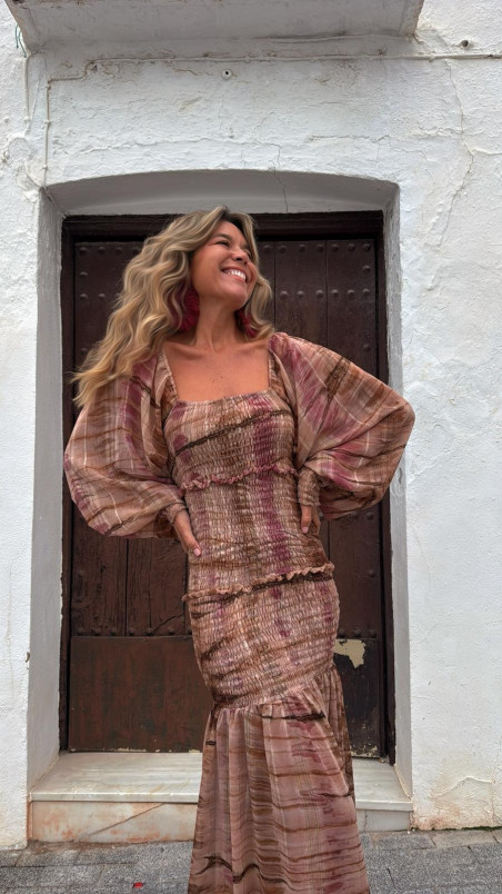 ELAN vestido largo, rosa palo