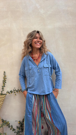 ZION pantalón, azul rayas