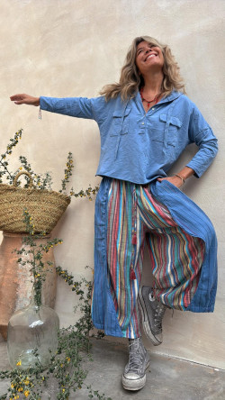 ZION pantalón, azul rayas