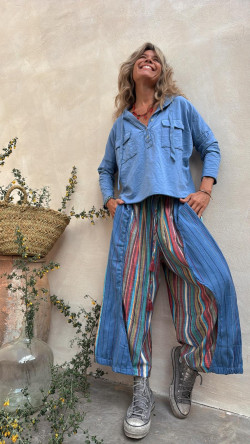 ZION pantalón, azul rayas