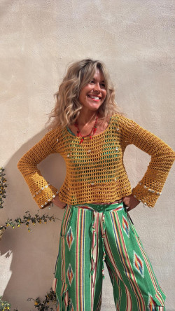 AVIRA mostaza, jersey crochet