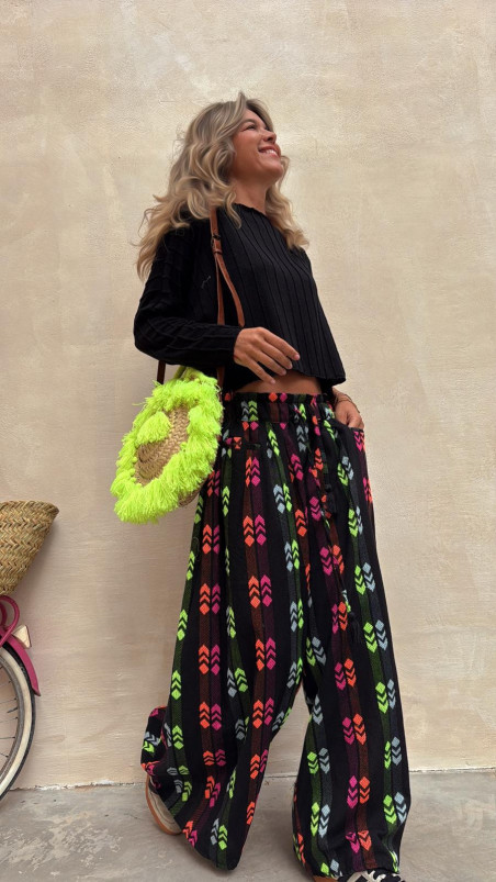 ZAIN pantalón, negro/fluor