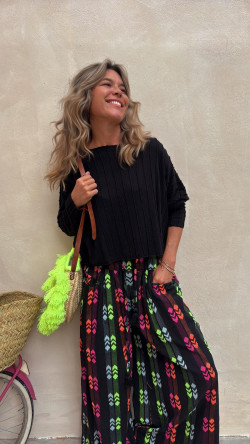 ZAIN pantalón, negro/fluor