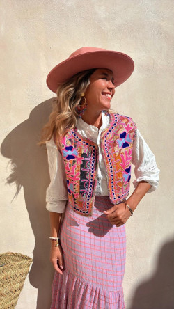 JAIDEE, Chaleco bordado azul