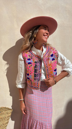 JAIDEE, Chaleco bordado azul