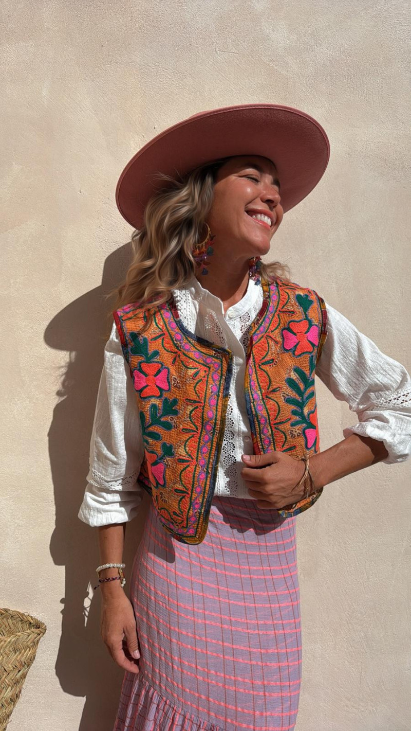 HANSA, Chaleco bordado Naranja