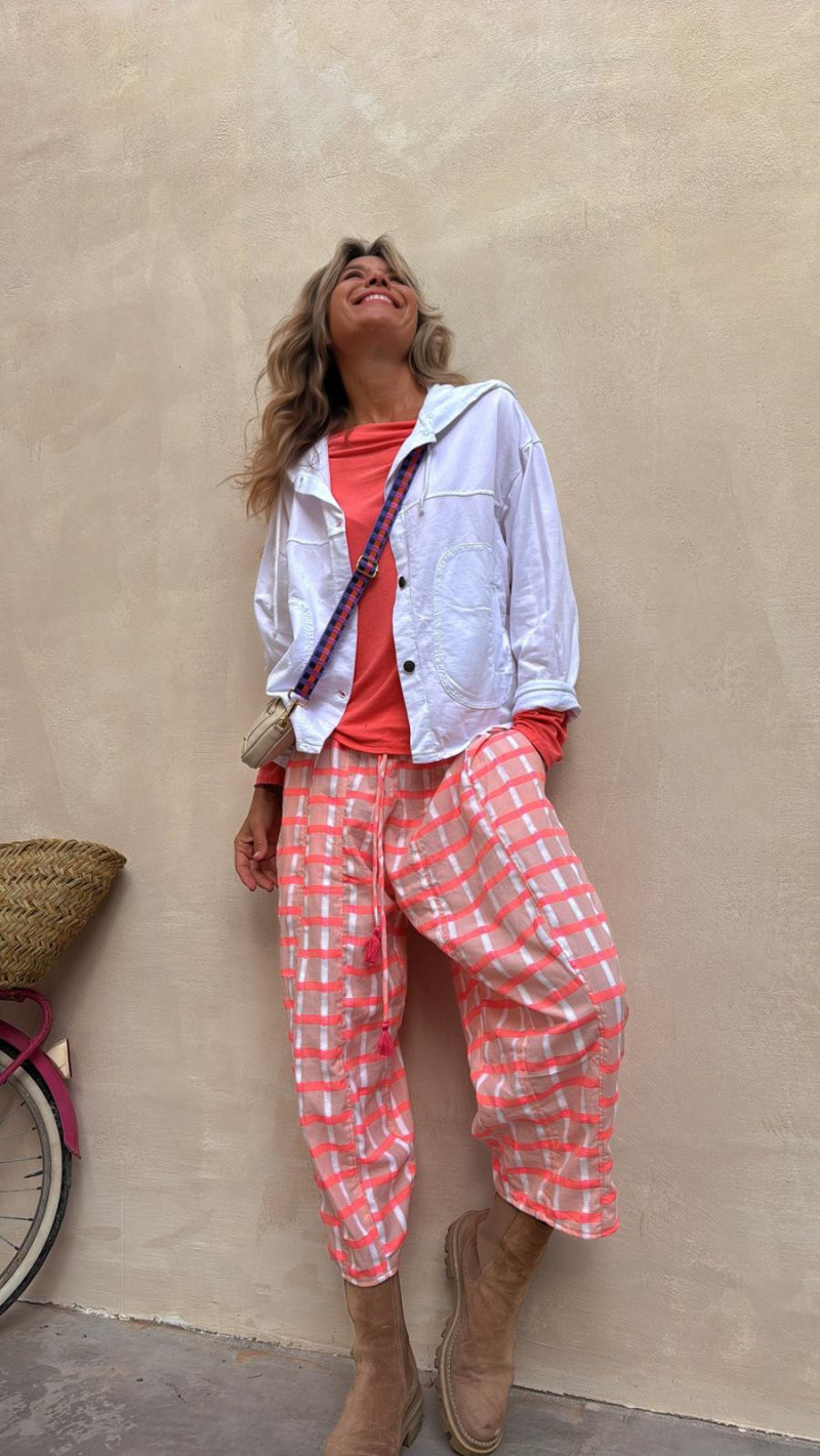 VENDETA pantalón, rosa cuadros