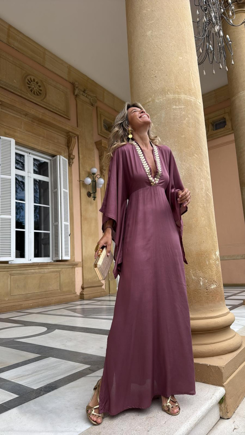TESEO  caftán largo, rosa viejo