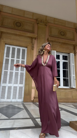 TESEO  caftán largo, rosa viejo