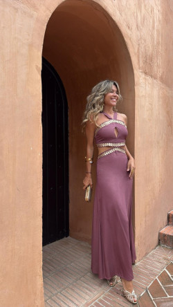 OLAYO vestido largo, berenjena