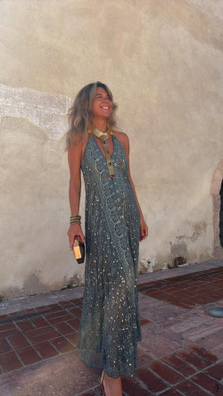 TRISTAN vestido largo , verde inglés