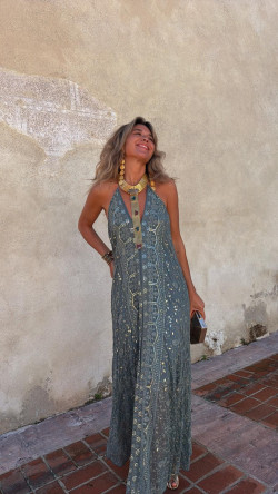 TRISTAN vestido largo , verde inglés