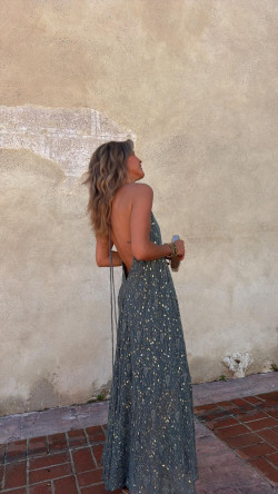 TRISTAN vestido largo , verde inglés