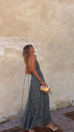 TRISTAN vestido largo , verde inglés