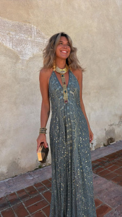 TRISTAN vestido largo , verde inglés