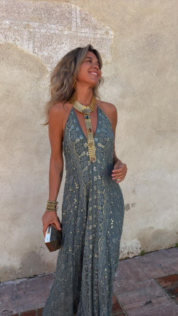 TRISTAN vestido largo , verde inglés