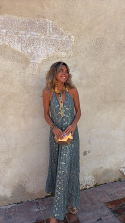 TRISTAN vestido largo , verde inglés