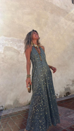 TRISTAN vestido largo , verde inglés