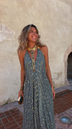 TRISTAN vestido largo , verde inglés