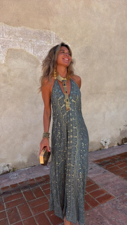 TRISTAN vestido largo , verde inglés