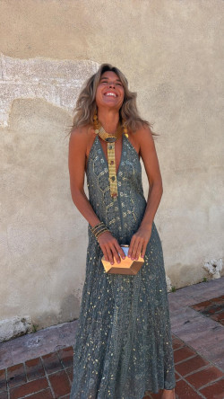 TRISTAN vestido largo , verde inglés